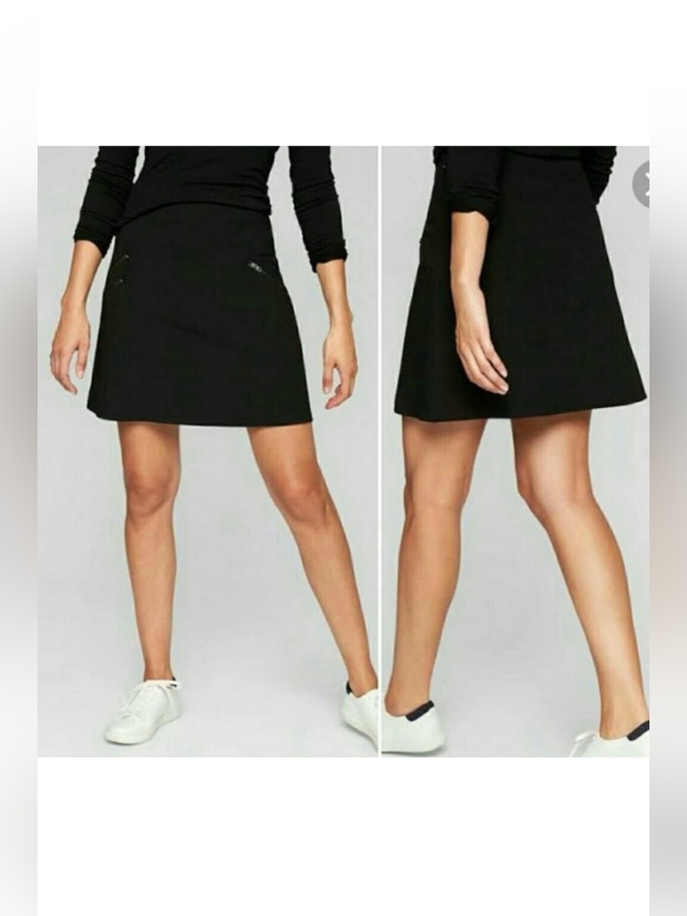 Athleta Black Ponte Moto Athletic Athleisure Mini Skirt Size 4